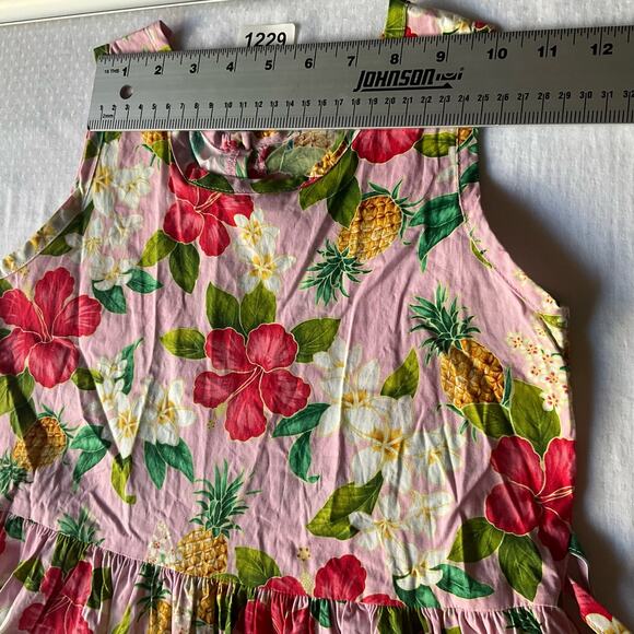 The Hawaiian Original Girls Sleeveless Knee-length Floral Dress size L,PinkGreen - Picture 2 of 9